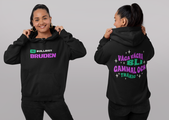 Svart hoddie med tryck 